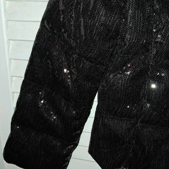 WOMENS CIAO MILANO RINA BLACK SEQUIN DUCK DOWN JACKET XS - Picture 8 of 9
